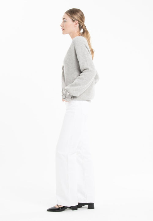 Cardigan col V femme en cachemire & laine gris- KELLY 28 Studio Cashmere8