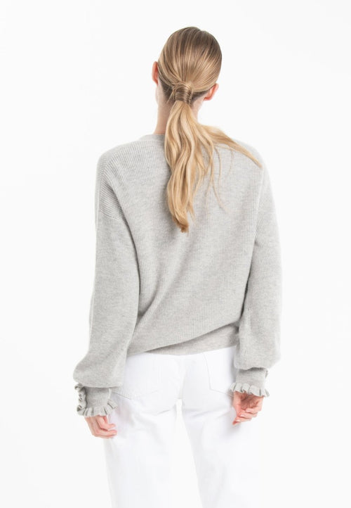 Cardigan col V femme en cachemire & laine gris- KELLY 28 Studio Cashmere8