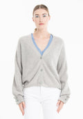 Cardigan col V femme en cachemire & laine gris- KELLY 28 Studio Cashmere8