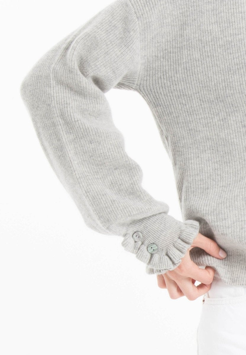 Cardigan col V femme en cachemire & laine gris- KELLY 28 Studio Cashmere8